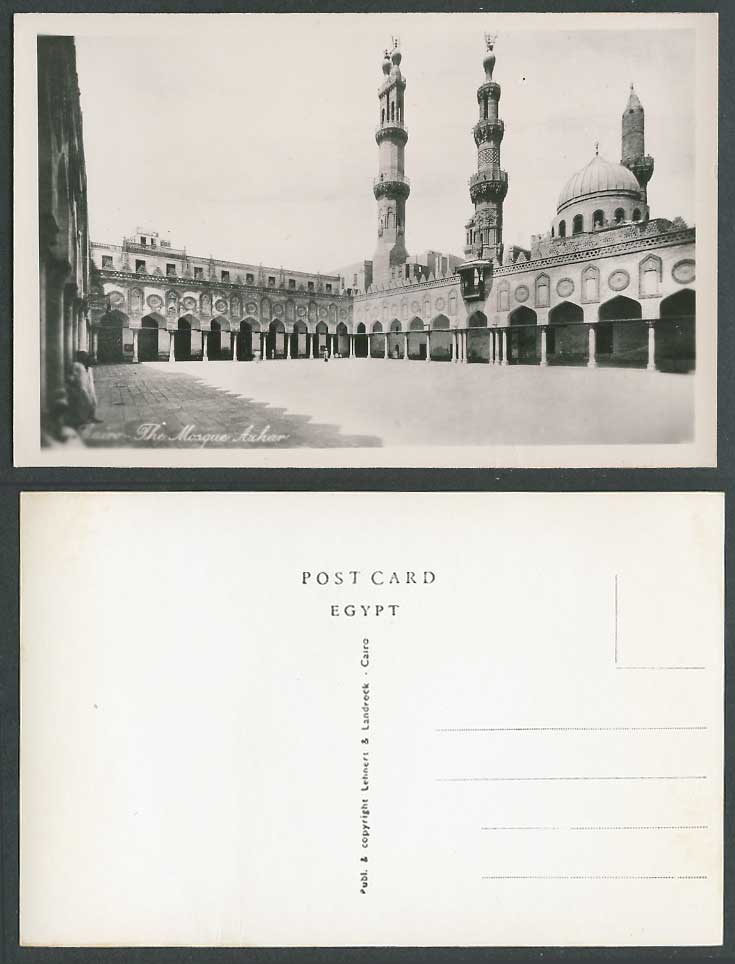Egypt Old Real Photo Postcard Cairo The Mosque Azhar, Blue Mosque, Courtyard Sq.