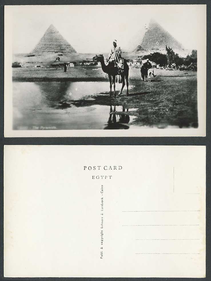 Egypt Old Real Photo Postcard Cairo The Pyramids Giza Sphinx Camel Donkey Riders
