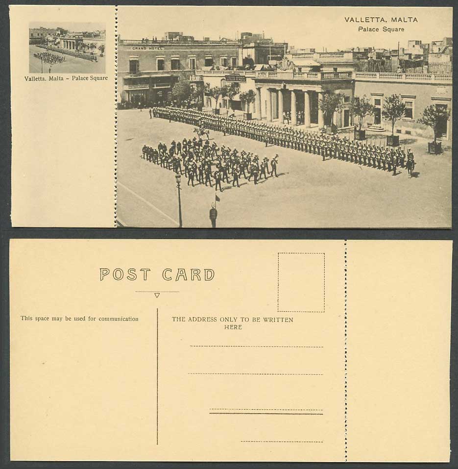 Malta Old Postcard Valletta Palace Square Main Guard Grand Hotel Plus Small View