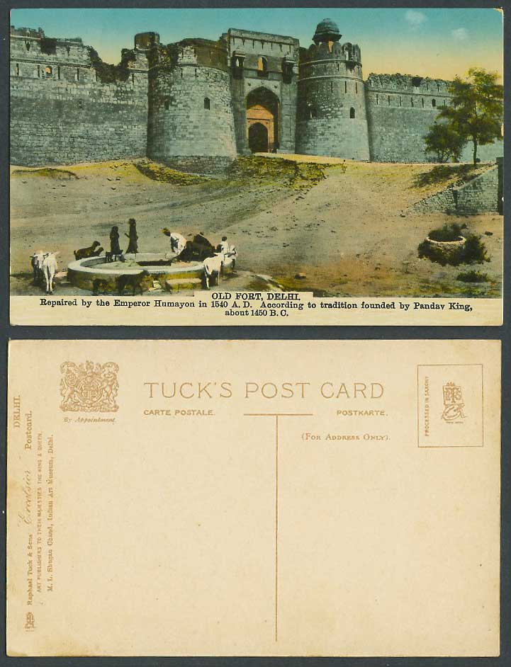 India Old Tuck's Postcard WELL, Fort Delhi Repaired by Emperor Humayon 1540 A.D.