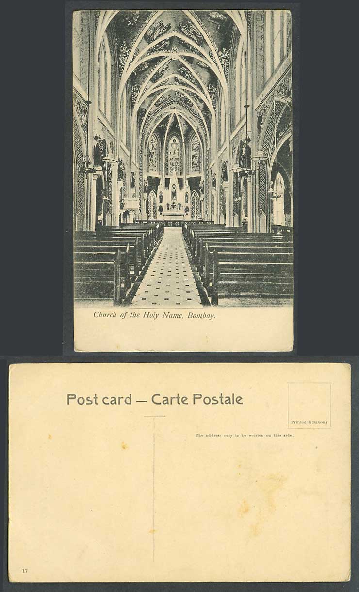India Indian Old Postcard Church of The Holy Name, Bombay, Cathedral Interior 17