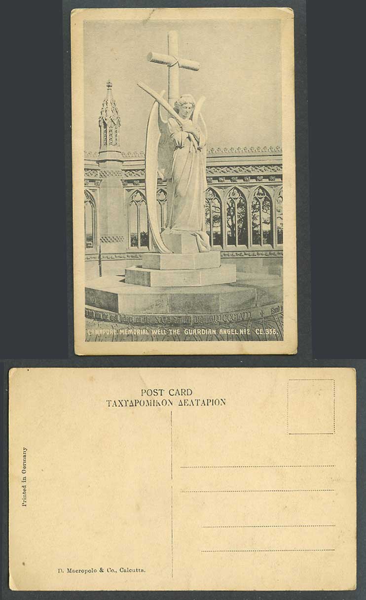 India Old Postcard Cawnpore Memorial Well Interior Guardian Angel Cross Kanpur 2