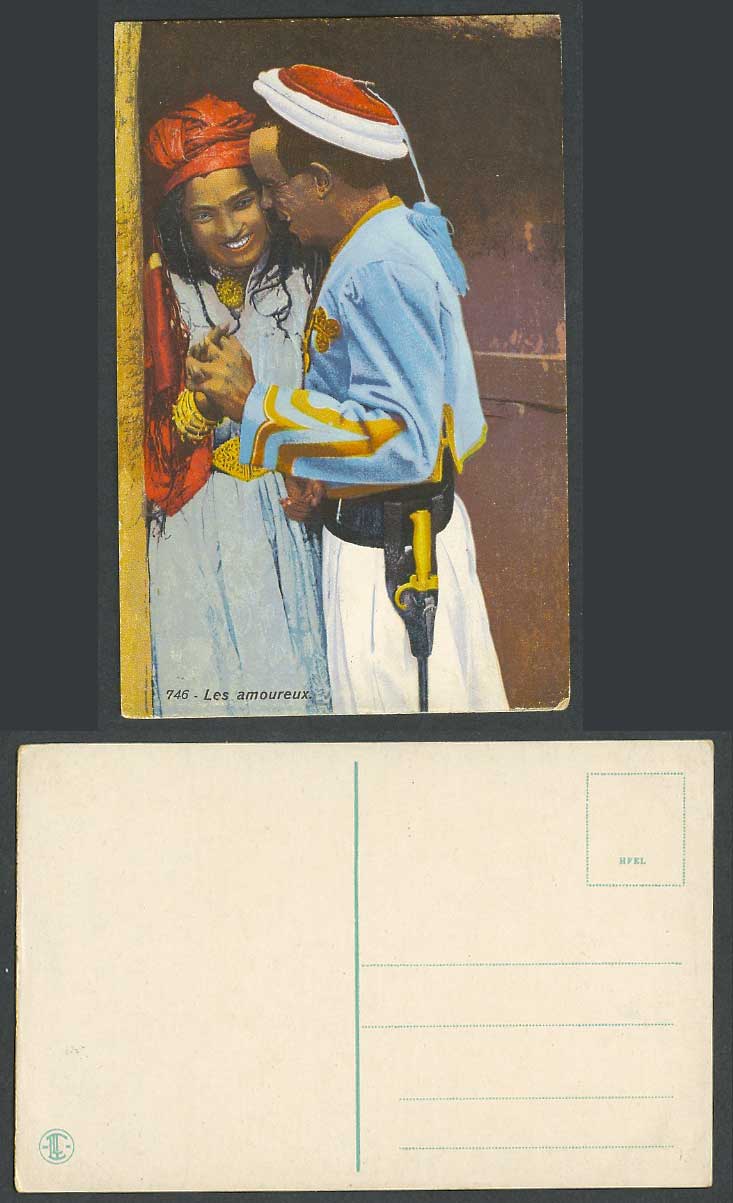 North Africa African Native Arab Lovers Couple Les Amoureux Romance Old Postcard