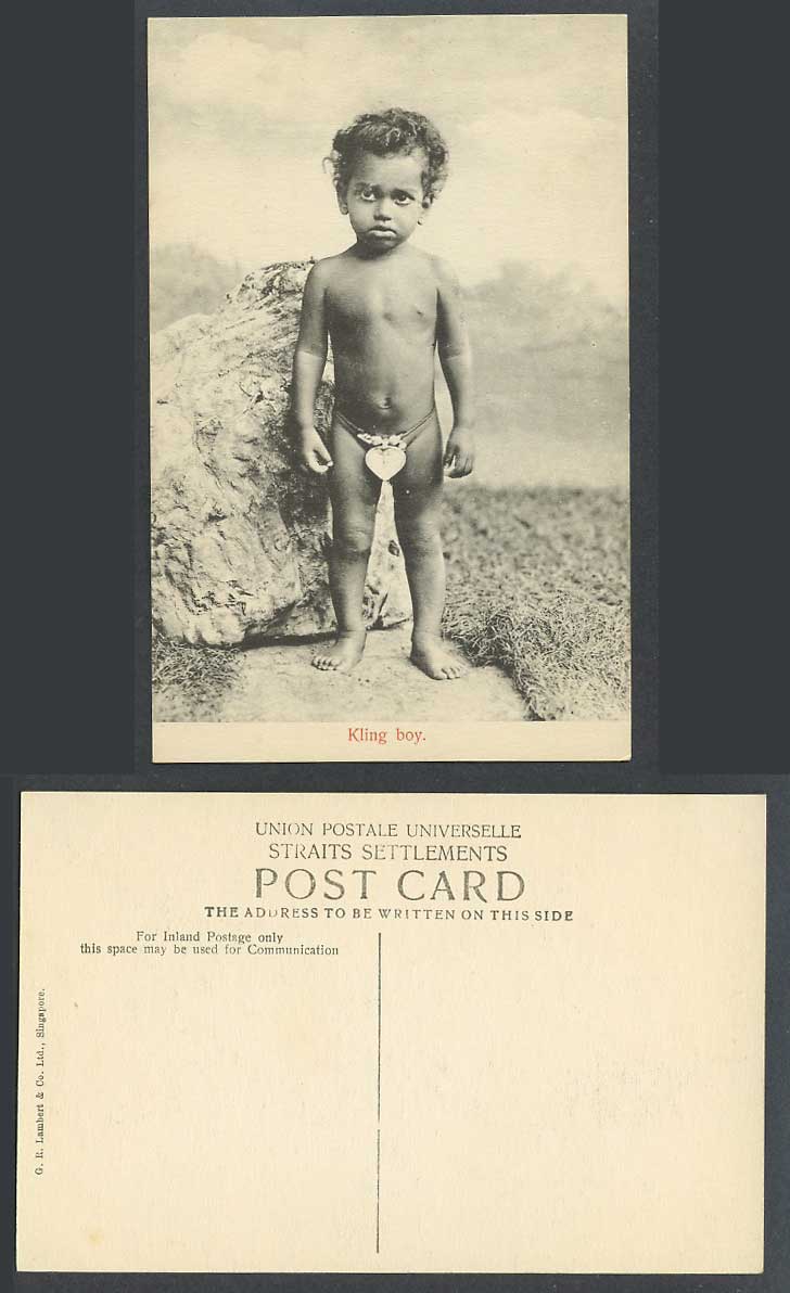 Singapore Old Postcard Malay Kling Boy Native Keling Child India Indian Children