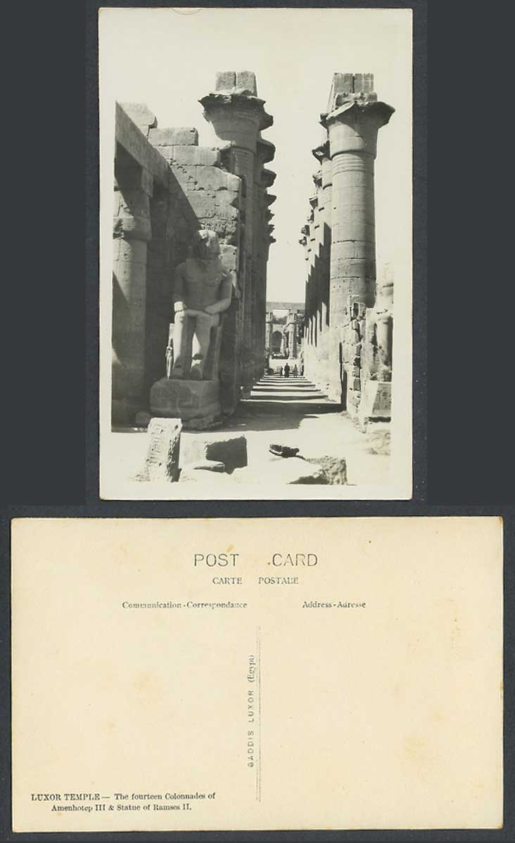 Egypt Old Real Photo Postcard Luxor Temple 14 Colonnades Amenhotep III Ramses II