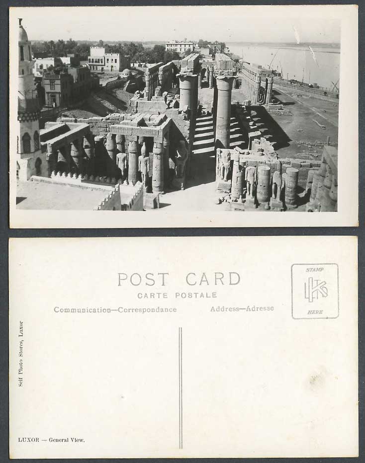 Egypt Old Real Photo Postcard Luxor, General View Panorama, Louxor Temple, Ruins