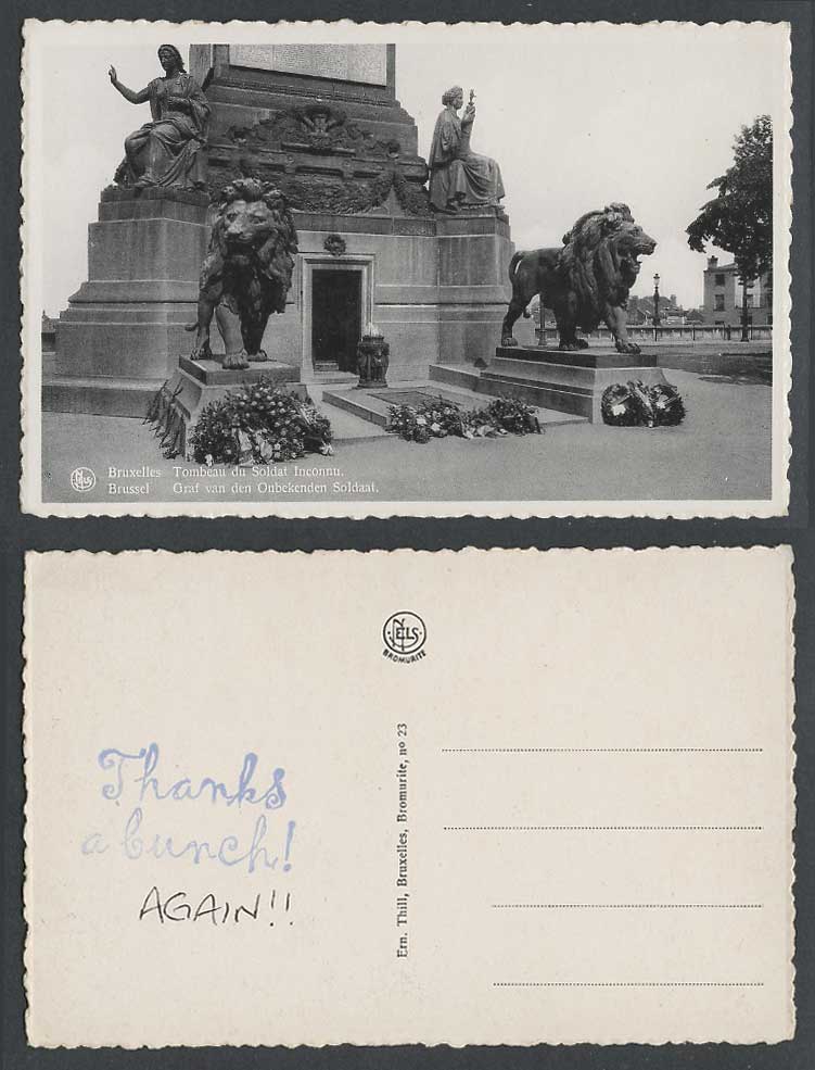 Belgium Old Postcard Bruxelles Brussel Tombeau du Soldat Inconnu Soldiers' Tombs