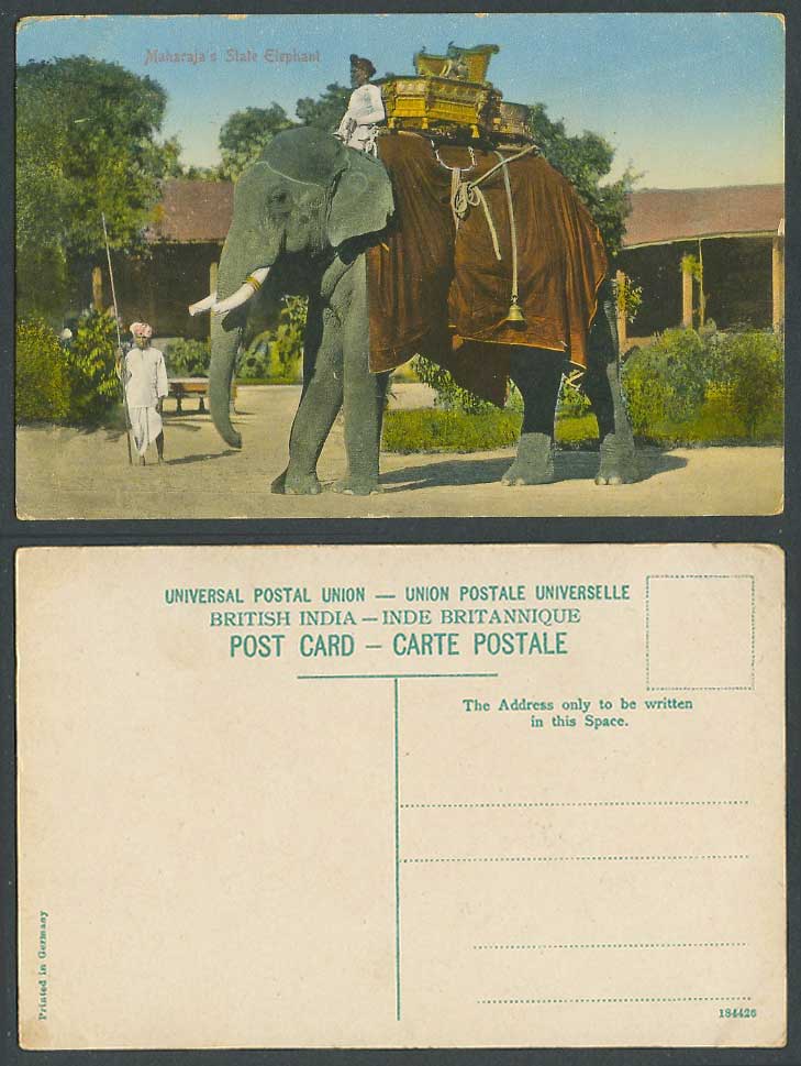 India Old Colour Postcard Maharaja Maharaja's State Elephant with Chair on Top