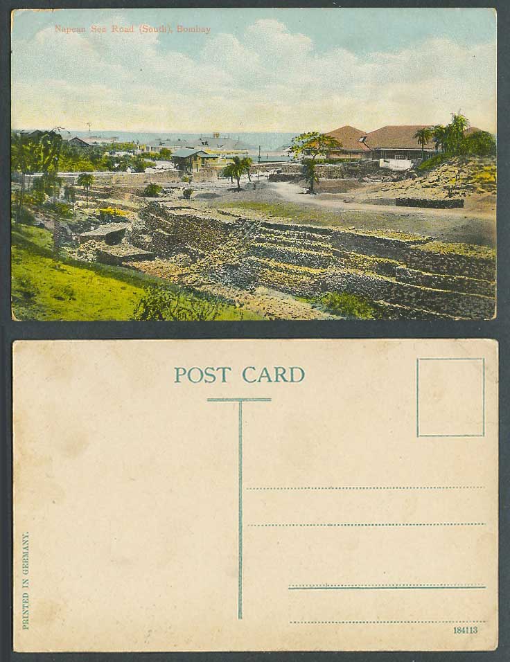 India Old Colour Postcard Bombay, Nepean Sea Road, South, Panorama, Palm Trees