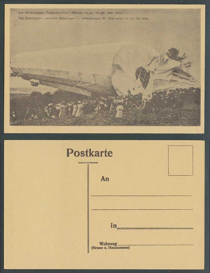 Graf Zeppelin German Airship Model 11 Goppingen bw Jebenhausen 1909 Old Postcard