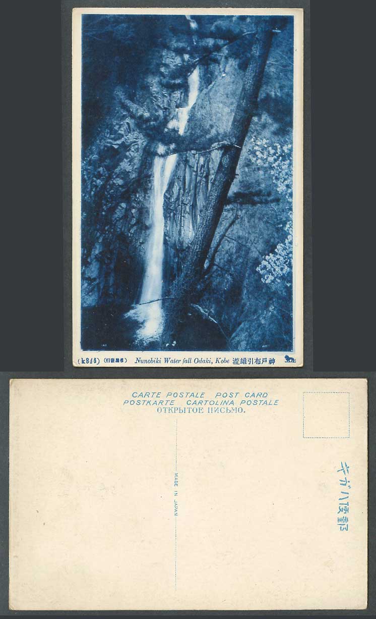 Japan Old Postcard Nunobiki Water Fall Odaki Kobe Male Waterfall Pine Trees 布引雄瀧