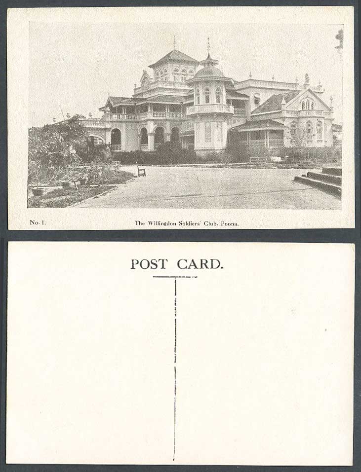India Old Postcard The Willingdon Soldiers' Club, Poona Pune, Building, No. 1