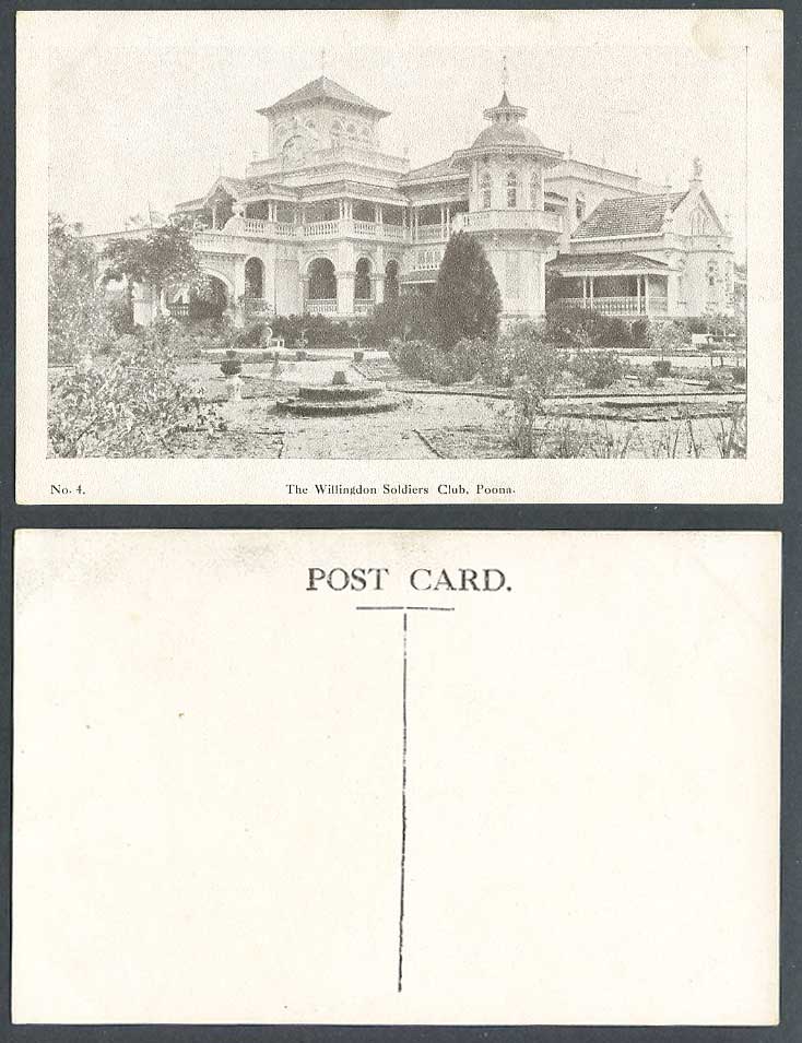India Old Postcard The Willingdon Soldiers' Club Poona Pune, Garden Gardens No.4