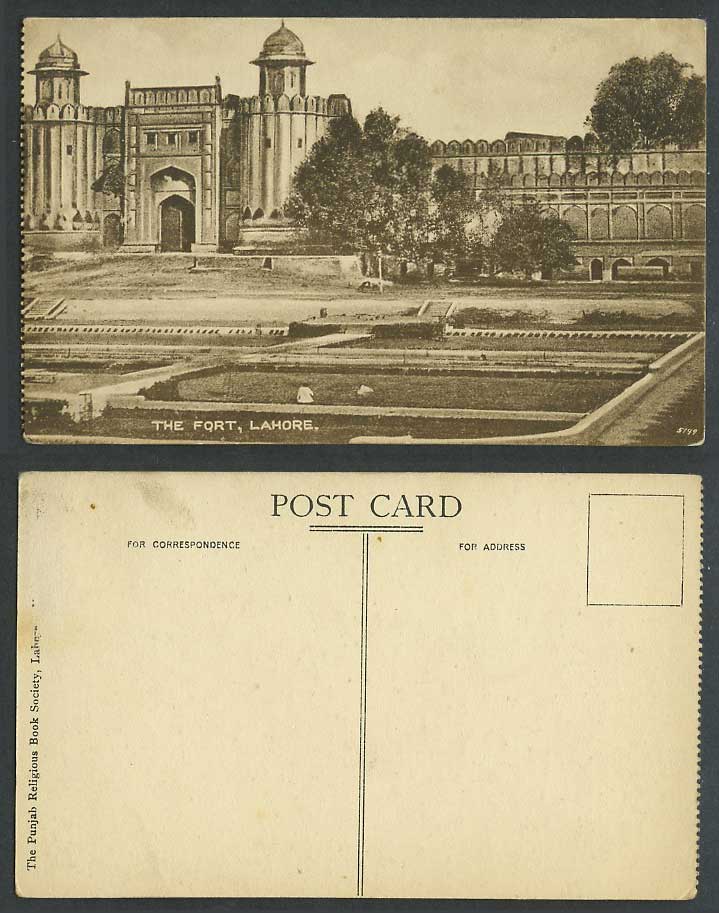 Pakistan Lahore, The Fort, Fortress, Gate and Towers Old Postcard British India