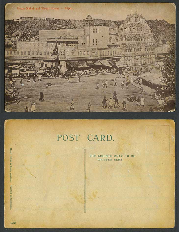 India Old Postcard Hawa Mahal and Street Scene Palace of The Wind Jeypore Jaipur
