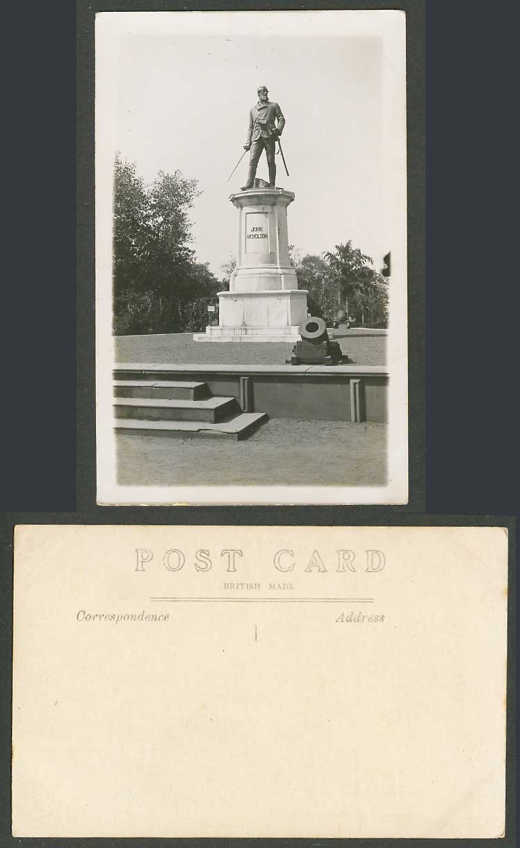 India Old R Photo Postcard General John Nicholson Memorial Statue Monument Delhi