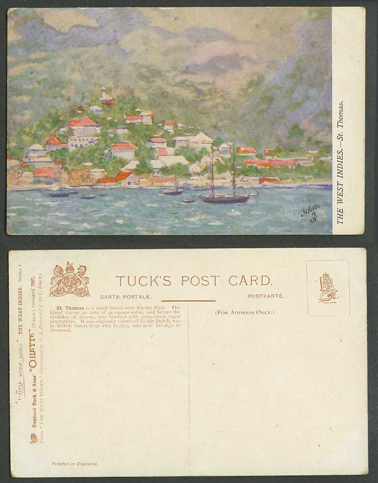 St. Thomas near Puerto Rico Danish West Indies Old Tuck's Postcard Virgin Island