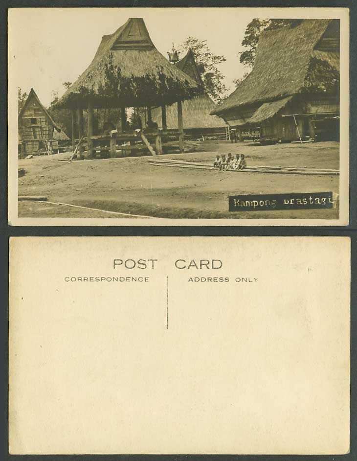 Indonesia DEI Old Real Photo Postcard Kampong Brastagi Native House Hut Pavilion