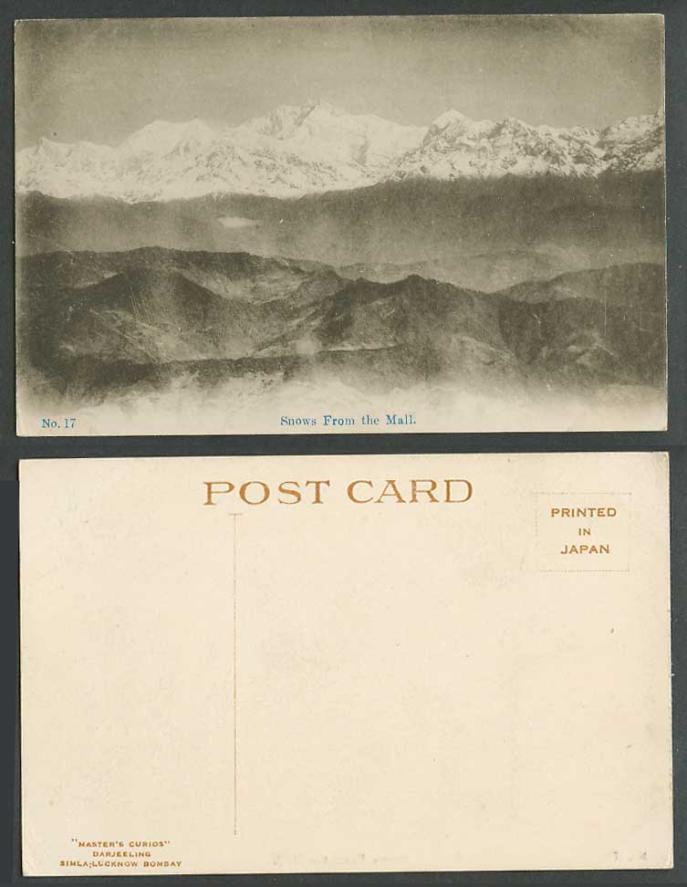 India Old Postcard Darjeeling, Snows from The Mall, Kinchunjunga Snowy Mountains