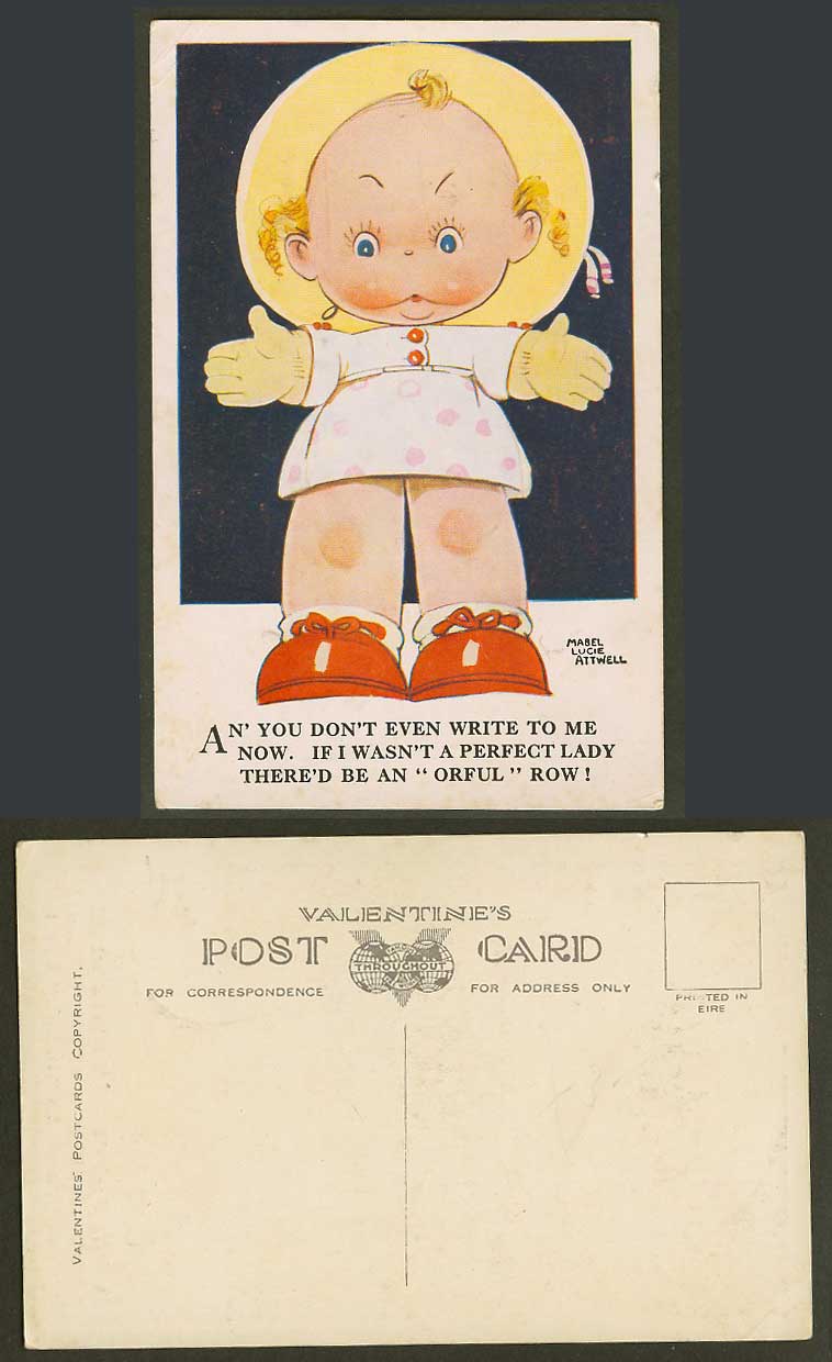 MABEL LUCIE ATTWELL Old Postcard You Don't Write to Me, If I Wasn't Perfect Lady