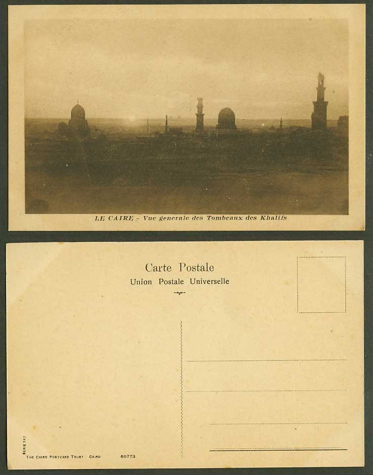 Egypt Old Postcard Cairo Tombs of Khalifs General View Tombeaux des Khalifes 547