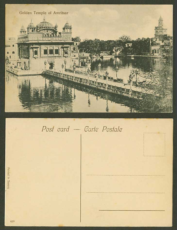 India Old Postcard GOLDEN TEMPLE of AMRITSAR Bridge Lake Darbar Sahib Br. Indian
