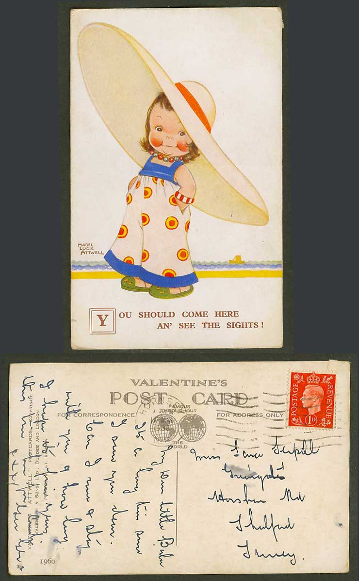 MABEL LUCIE ATTWELL 1938 Old Postcard You Should Come Here, See The Sights! 1960
