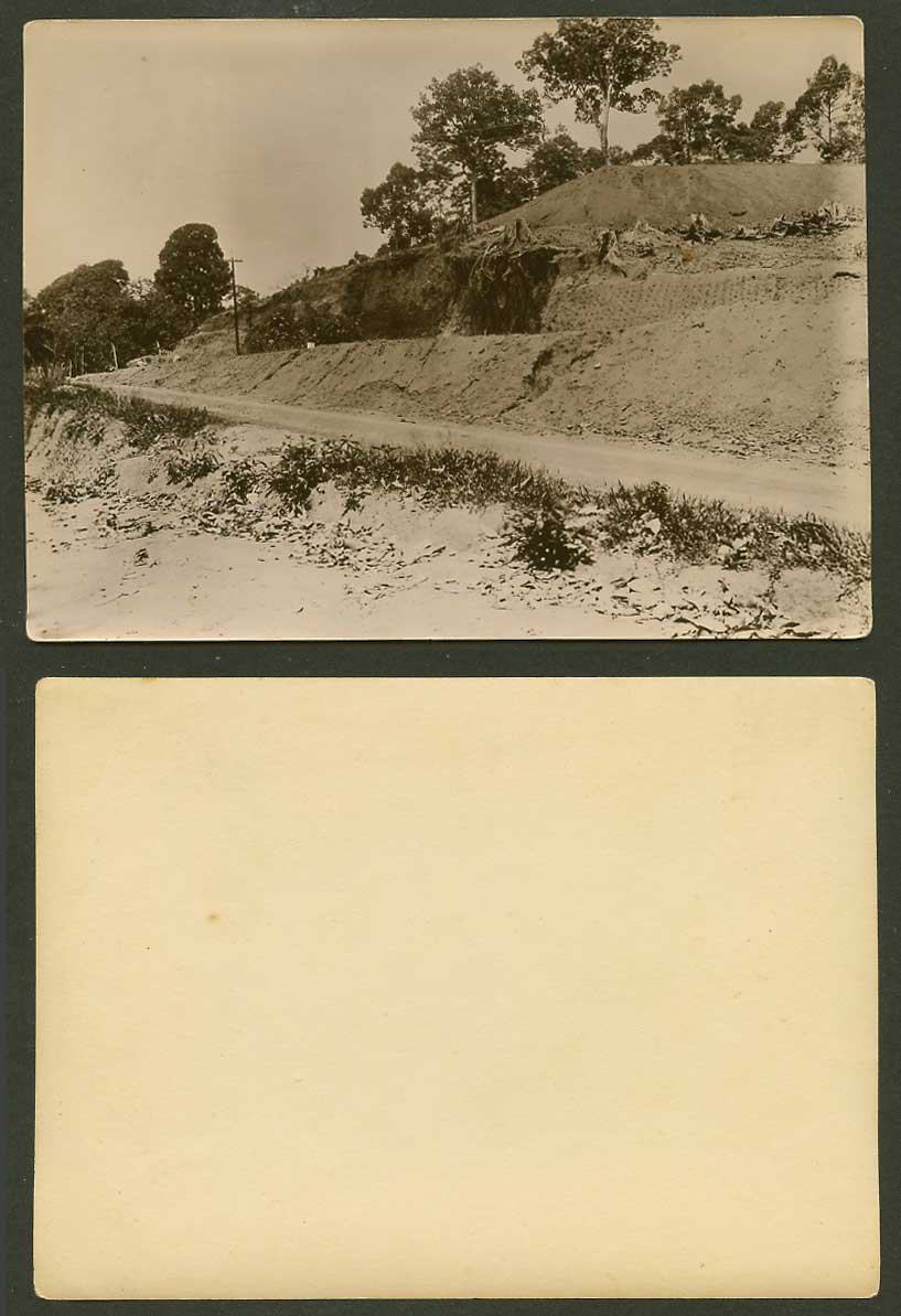 Singapore Old Real Photo, Rubber Trees on Hill, Road Street Scene, Malaya Malay