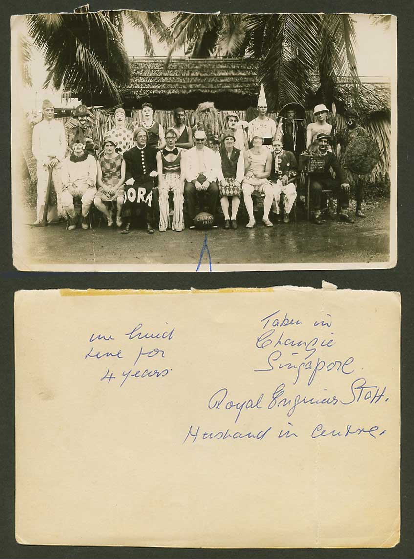 Singapore Old Real Photo Changi, Royal Engines Engineers Staff Clown Here for 4y
