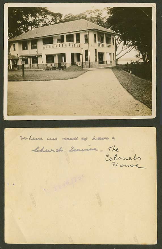 Singapore Old Real Photo Changi Colonel L.N Malan Colonel's House Church Service