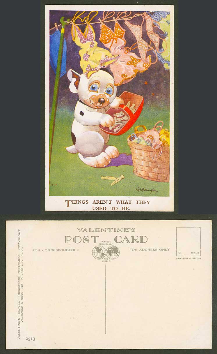 BONZO DOG G.E. Studdy Old Postcard Things Aren't What They Used to Be. Bras 2513