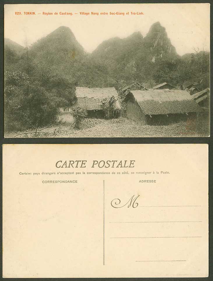 Indo-China Old Postcard Tonkin, Caobang Village Nong entre Soc-Giang et Tra-Linh