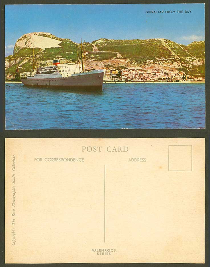 Gibraltar Old Postcard View from the Bay Steamer Steam Ship Ferry Boat Panorama