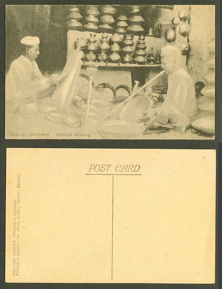 Pakistan Old Postcard Cottage Industry Utensil Making Army & Navy Stores Karachi