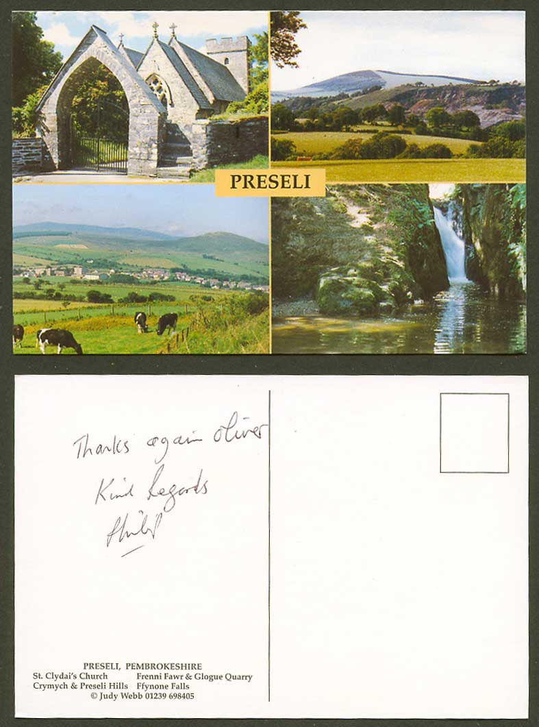 Preseli Hill St Clydai's Church Frenni Fawr Glogue Quarry Ffynone Falls Postcard