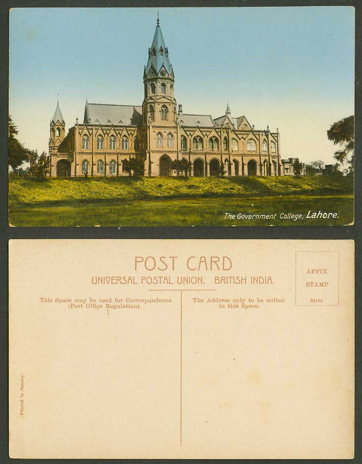 Pakistan India Old Colour Postcard Lahore The Government College School Building