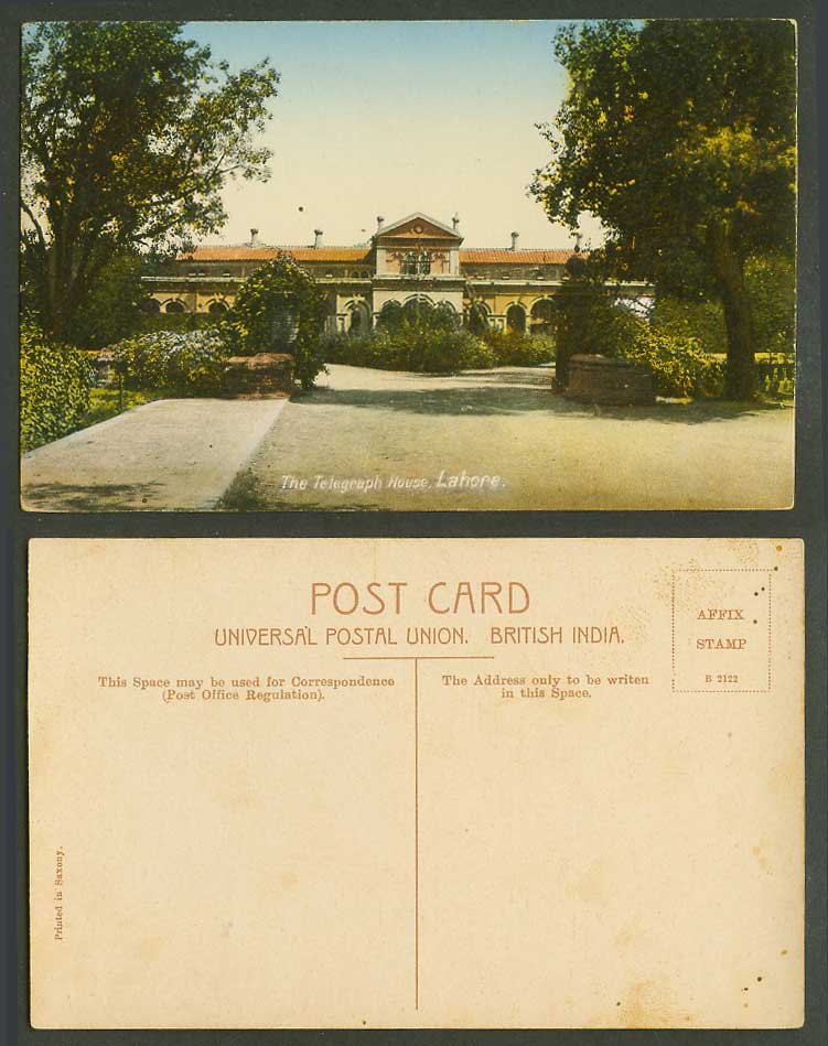 Pakistan Old Colour Postcard The Telegraph House, Lahore, British India Indian