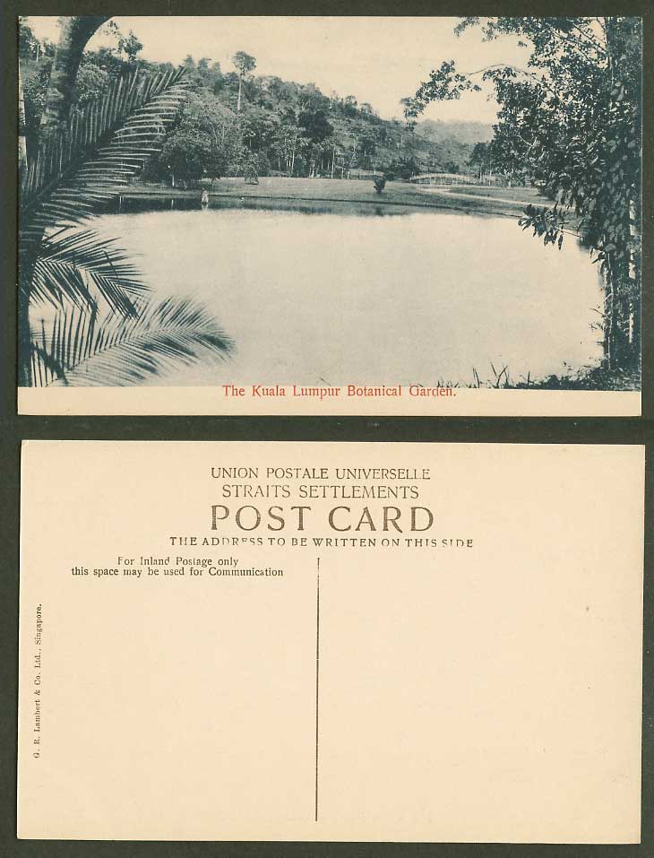 Kuala Lumpur Botanical Garden Botanic Gardens Bridge Old Postcard GR Lambert Co.