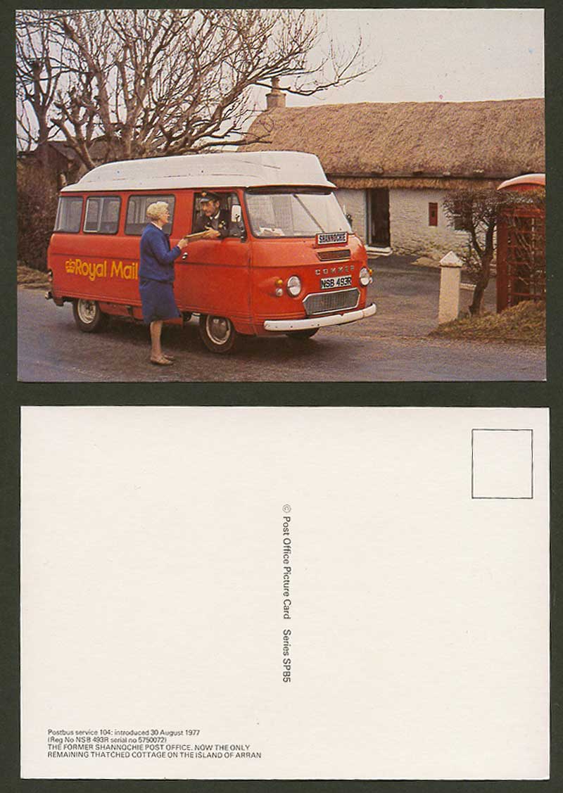 Is of Arran Shannochie Thatched Cottage Royal Mail Bus Postbus 104 1977 Postcard
