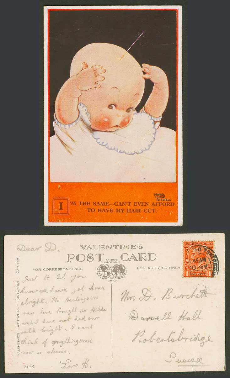 MABEL LUCIE ATTWELL 1932 Old Postcard I'm The Same Can't Afford My Hair Cut 2128