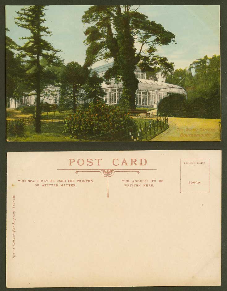 Bournemouth, Winter Gardens Garden, Greenhouse, Trees Dorset Old Colour Postcard