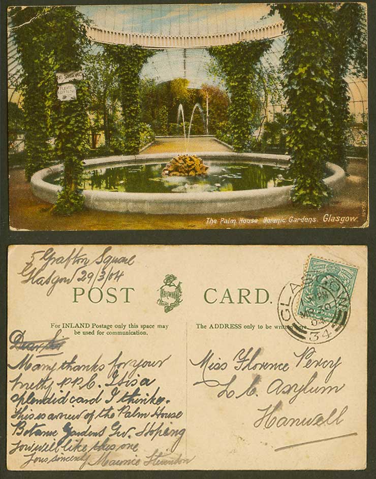 Glasgow The Palm House Botanic Gardens Botanical Garden 1904 Old Colour Postcard