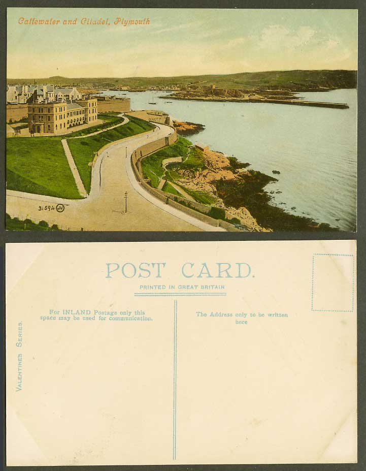 Plymouth Devon Old Colour Postcard Cattewater and Citadel, Panorama General View