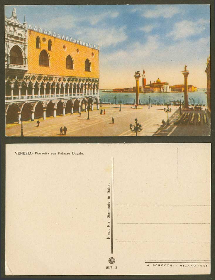 Italy Old Colour Postcard Venezia Piazzetta Palazzo Ducale, Venice Palace Square