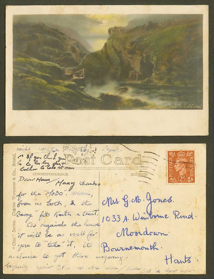 Elmer Keene Artist Signed 1944 Old Colour Postcard King Arthur's Castle Tintagel