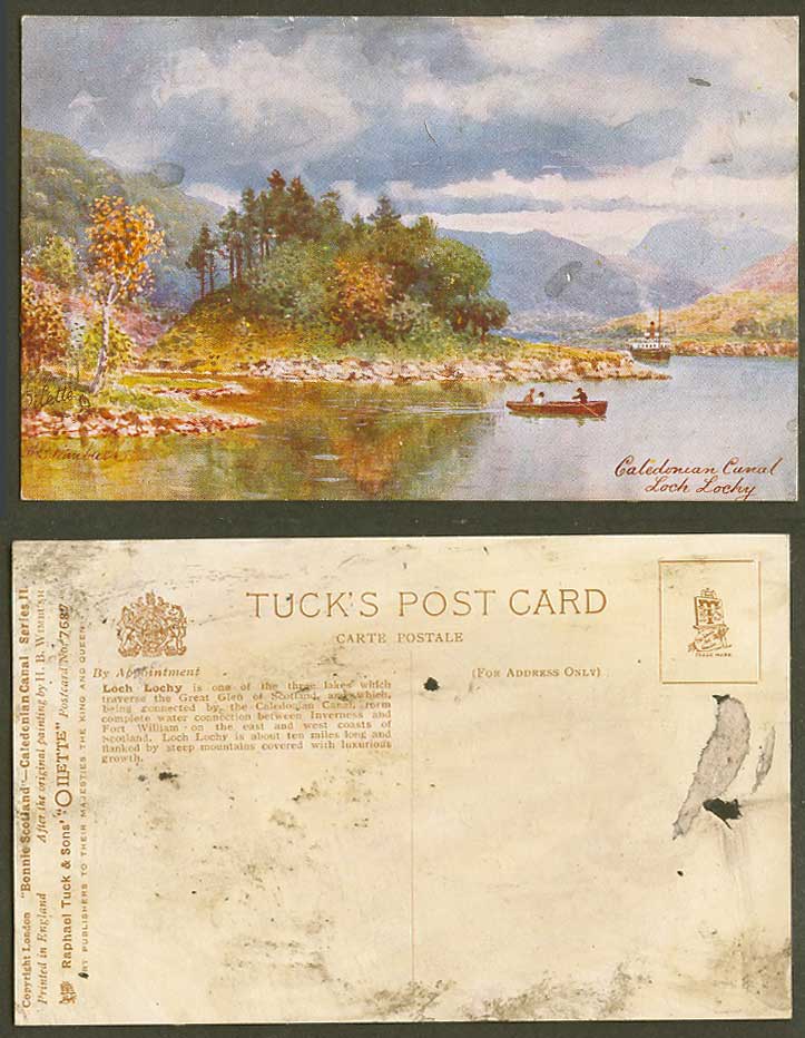 Loch Lochy Lake Old Tuck's Postcard Bonnie Scotland Caledonian Canal, by Wimbush