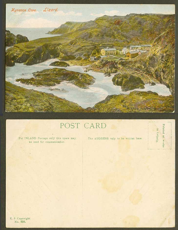 Kynance Cove Lizard Panorama Rocks Houses Cornwall Old Colour Postcard E.S. 926