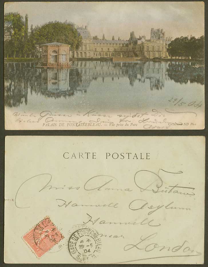 France 1904 Old UB Postcard Palais de Fontainebleau, Vue prise du Parc Park Lake