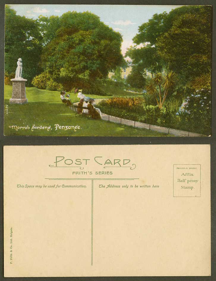 Penzance Morrab Gardens Statue Cornwall Frith's Series 56517 Old Colour Postcard