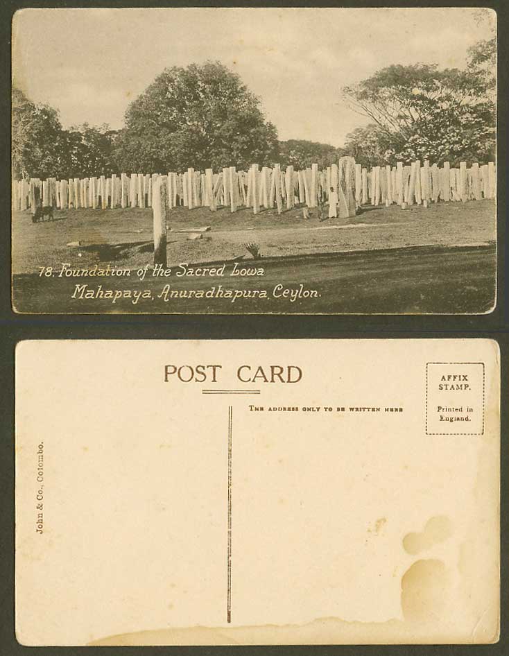 Ceylon Old Postcard Foundation of The Sacred Lowa Mahapaya Anuradhapura Ruins 78